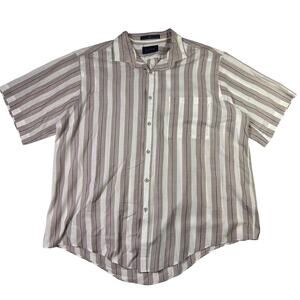 VTG Levi's Striped Button Down Shirt Beige White Men's XL 80s Coastal Clean Boy